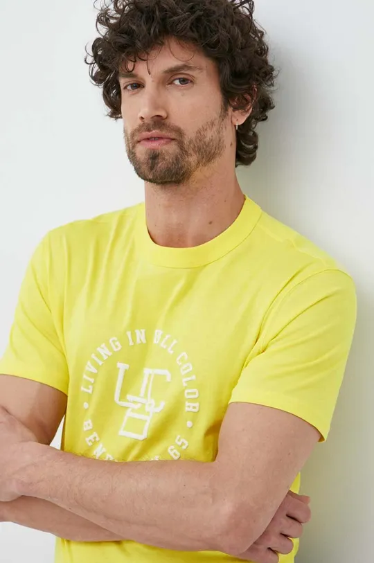 żółty United Colors of Benetton t-shirt bawełniany