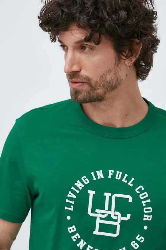 brązowa zieleń United Colors of Benetton t-shirt bawełniany
