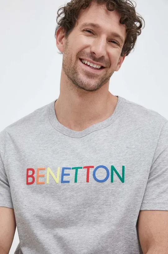 szary United Colors of Benetton t-shirt bawełniany