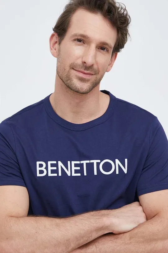 sötétkék United Colors of Benetton pamut póló