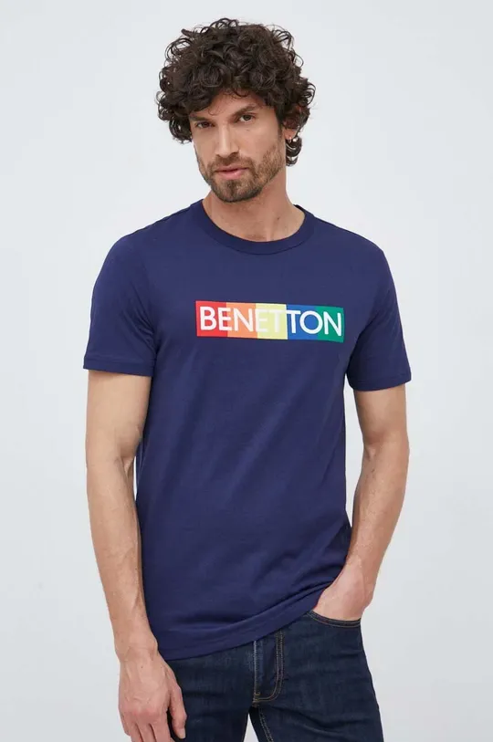 πολύχρωμο Βαμβακερό μπλουζάκι United Colors of Benetton Ανδρικά