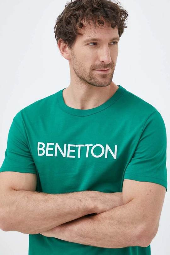 зелёный Хлопковая футболка United Colors of Benetton