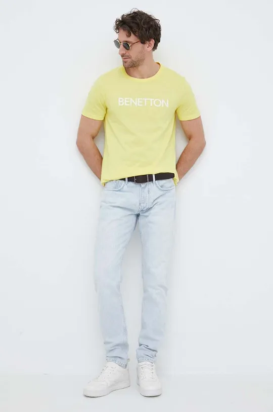 Βαμβακερό μπλουζάκι United Colors of Benetton κίτρινο
