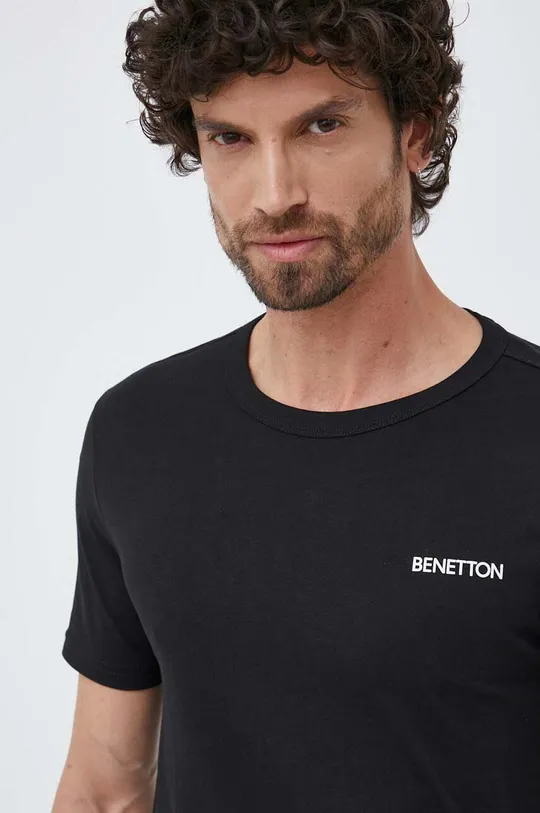 czarny United Colors of Benetton t-shirt bawełniany Męski
