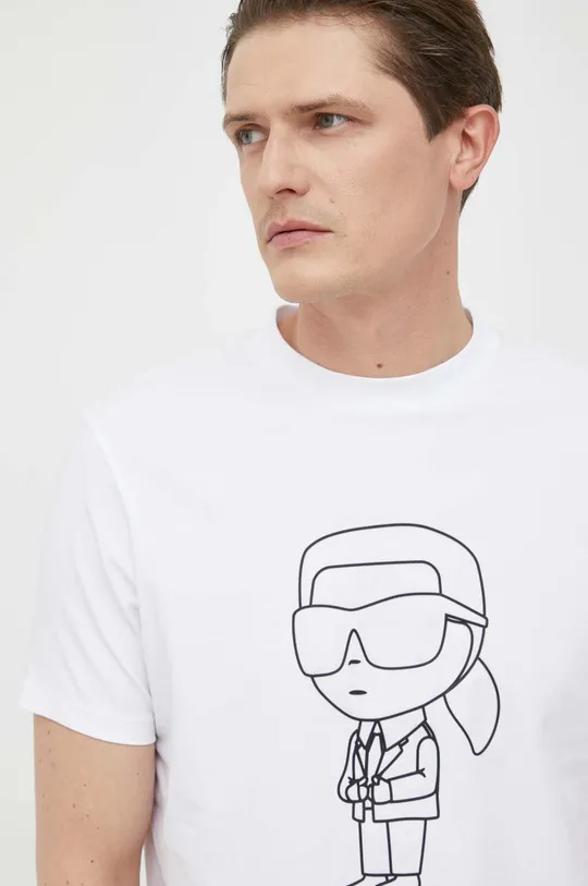λευκό Μπλουζάκι Karl Lagerfeld Ανδρικά