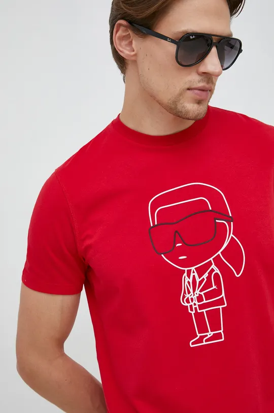 κόκκινο Μπλουζάκι Karl Lagerfeld Ανδρικά