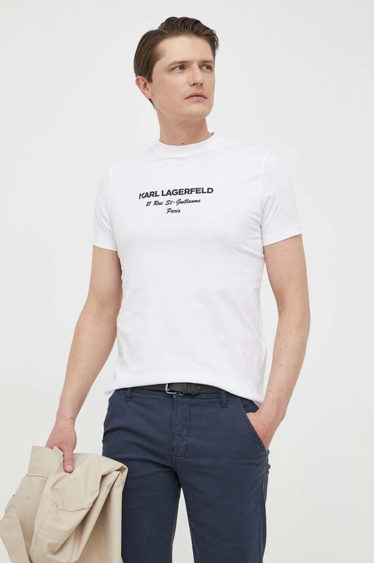 biały Karl Lagerfeld t-shirt bawełniany Męski