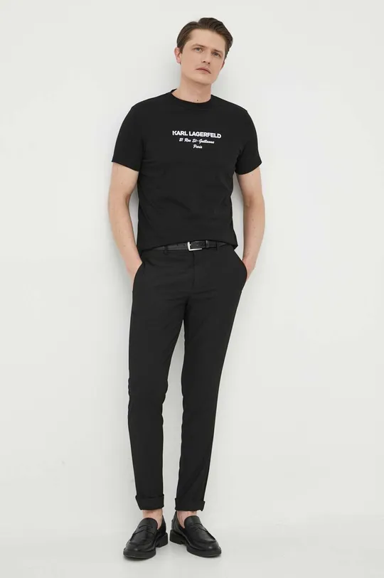 Βαμβακερό μπλουζάκι Karl Lagerfeld μαύρο
