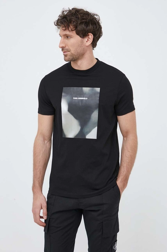 czarny Karl Lagerfeld t-shirt bawełniany