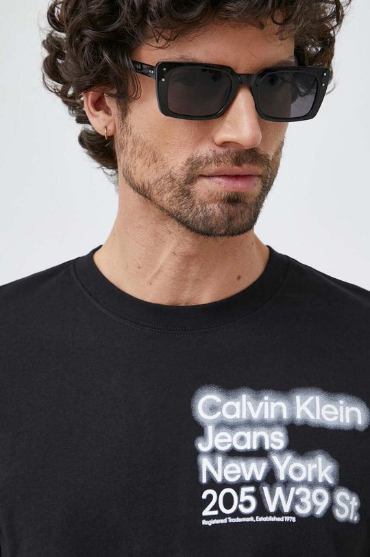 černá Bavlněné tričko Calvin Klein Jeans