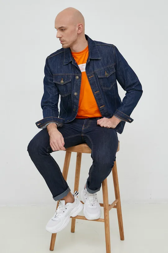 Βαμβακερό μπλουζάκι Calvin Klein Jeans πορτοκαλί