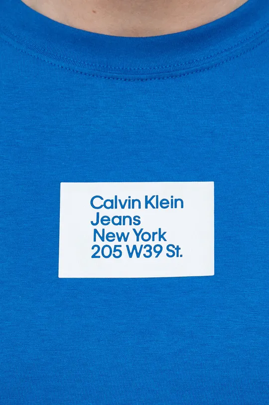 μπλε Βαμβακερό μπλουζάκι Calvin Klein Jeans