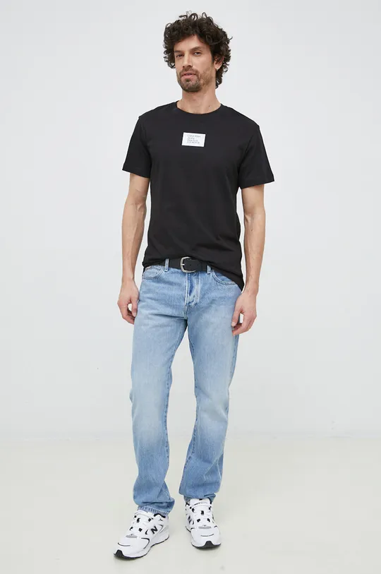 Calvin Klein Jeans t-shirt bawełniany czarny