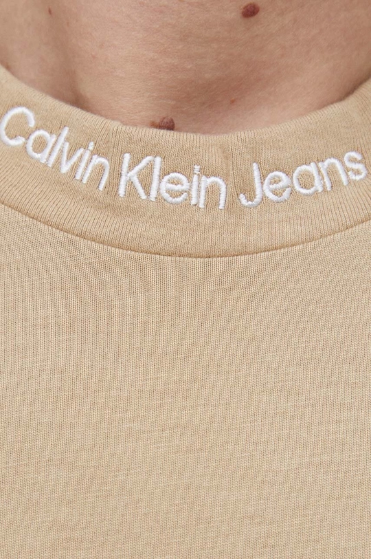 béžová Bavlnené tričko Calvin Klein Jeans