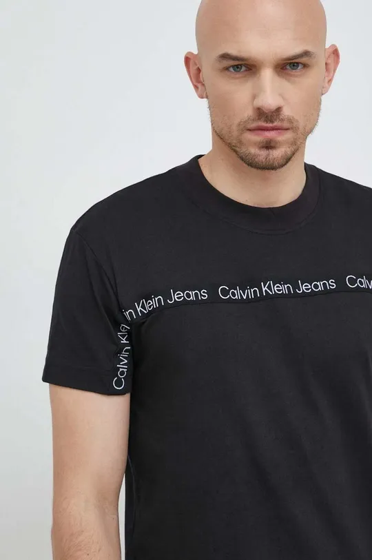 czarny Calvin Klein Jeans t-shirt bawełniany Męski