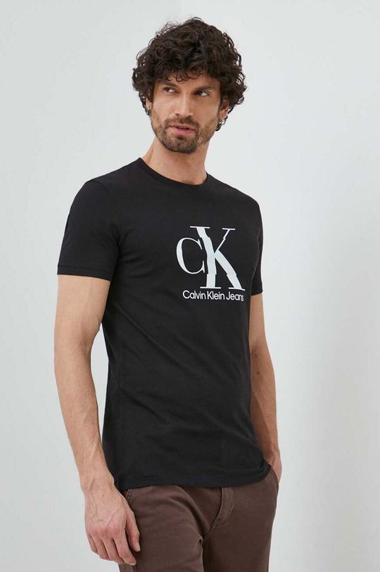 černá Bavlněné tričko Calvin Klein Jeans Pánský