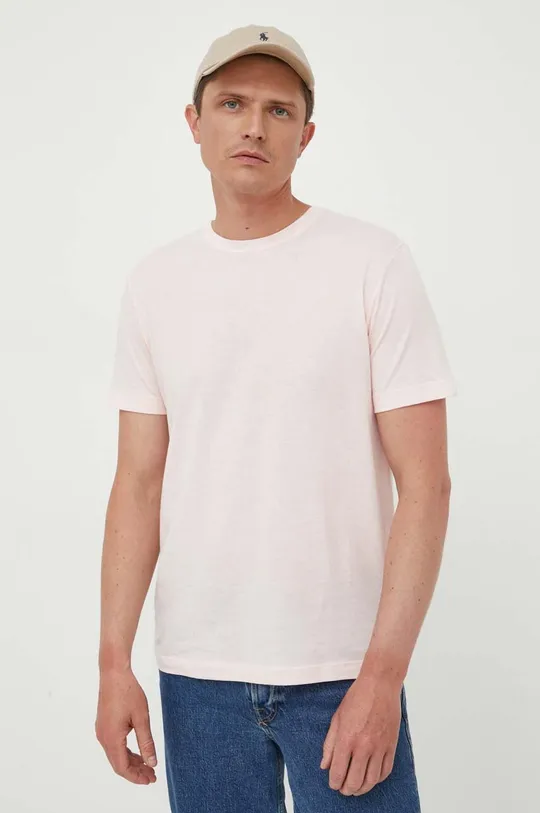 Βαμβακερό μπλουζάκι United Colors of Benetton ροζ