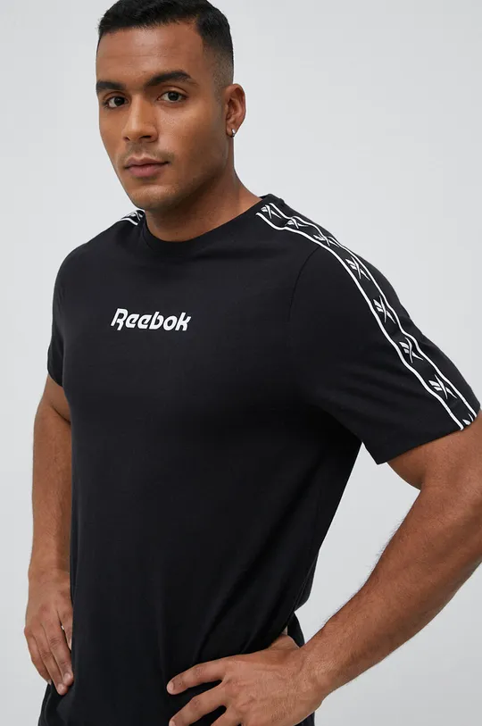 μαύρο Βαμβακερό μπλουζάκι Reebok Ανδρικά