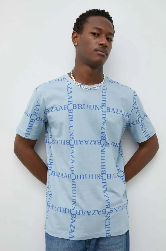 Bombažna kratka majica Bruuns Bazaar Gus modra