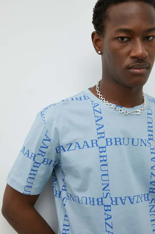 modra Bombažna kratka majica Bruuns Bazaar Gus