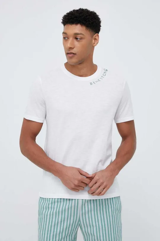 λευκό Βαμβακερό t-shirt United Colors of Benetton Ανδρικά