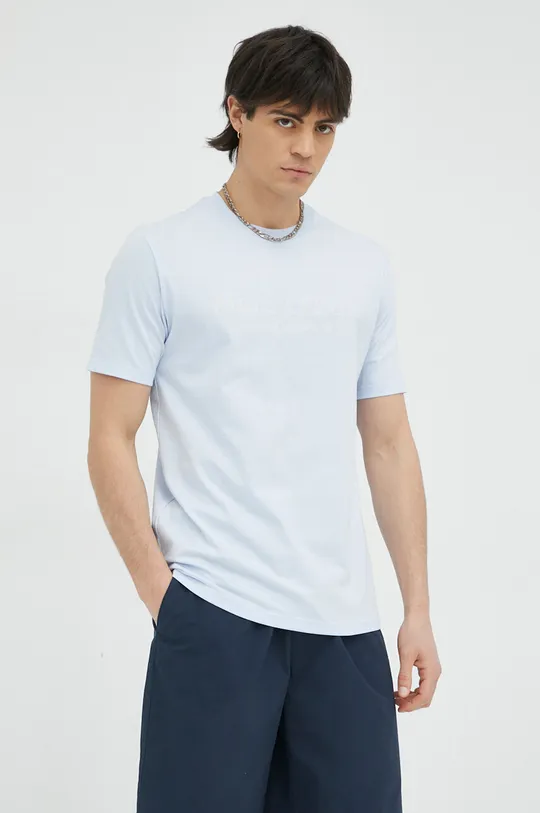 μπλε Βαμβακερό μπλουζάκι Marc O'Polo Ανδρικά