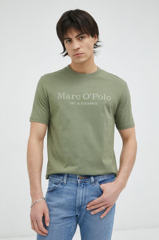 olivová Bavlněné tričko Marc O'Polo Pánský