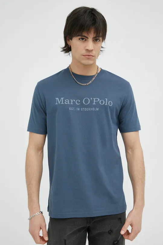 μπλε Βαμβακερό μπλουζάκι Marc O'Polo Ανδρικά