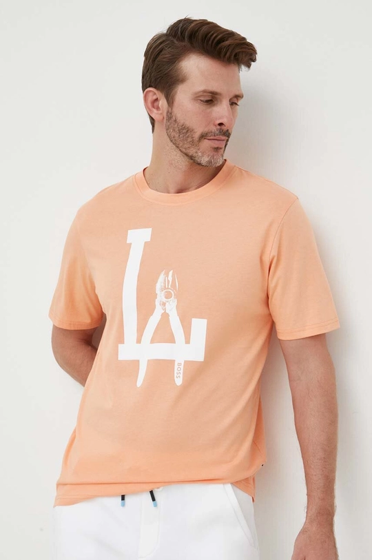 pomarańczowy BOSS t-shirt bawełniany BOSS ORANGE Męski