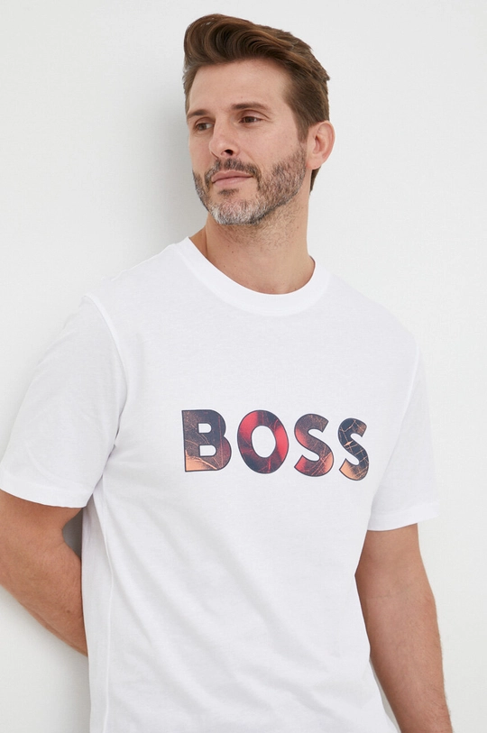 biały BOSS t-shirt bawełniany BOSS ORANGE