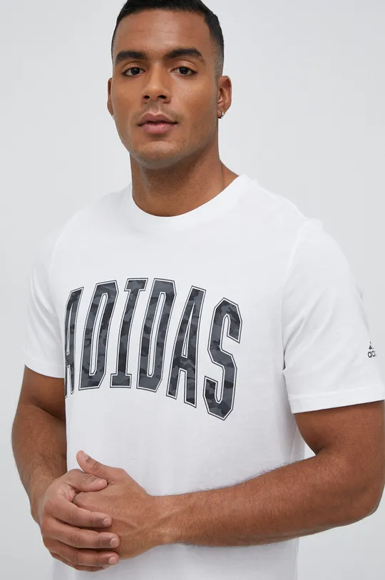 biały adidas t-shirt bawełniany Męski