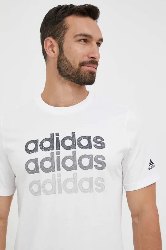 λευκό Βαμβακερό μπλουζάκι adidas