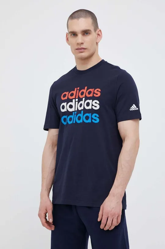 granatowy adidas t-shirt bawełniany