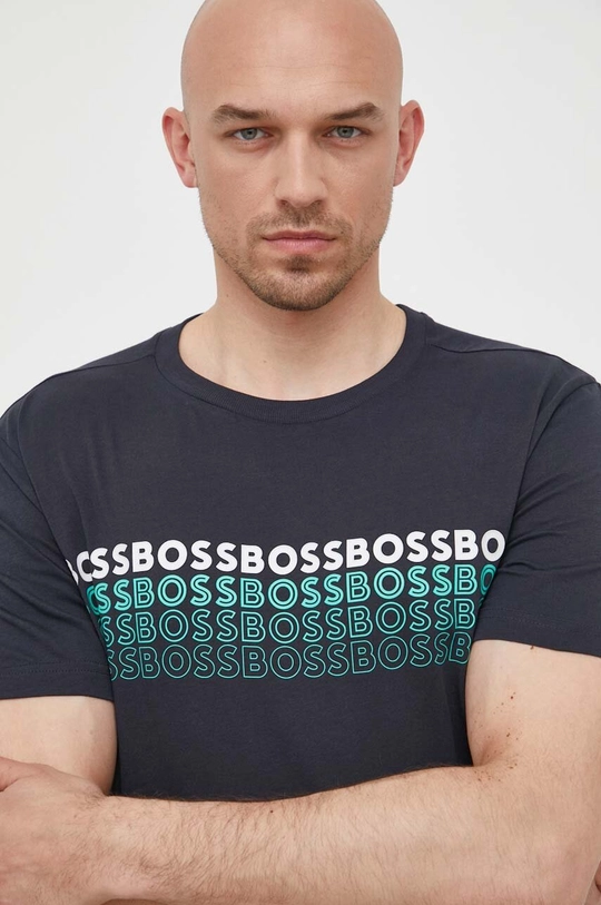 granatowy BOSS t-shirt bawełniany BOSS GREEN Męski