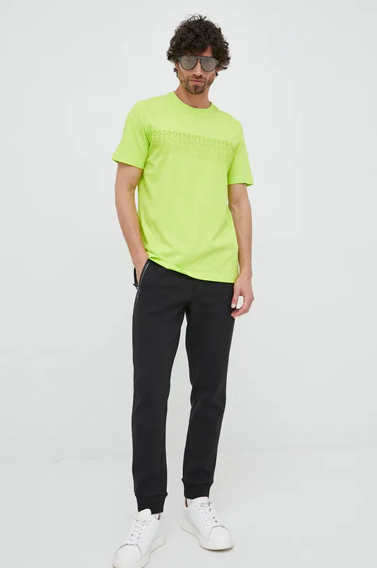 Βαμβακερό μπλουζάκι BOSS BOSS GREEN πράσινο