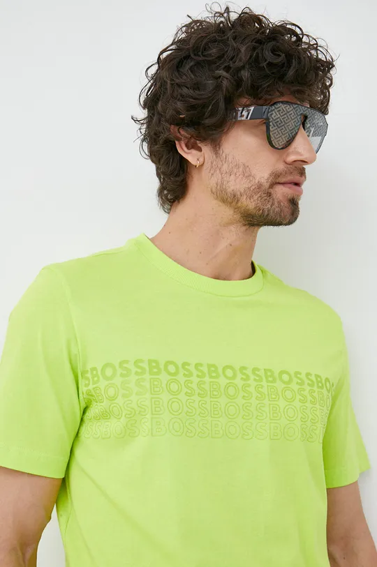 πράσινο Βαμβακερό μπλουζάκι BOSS BOSS GREEN