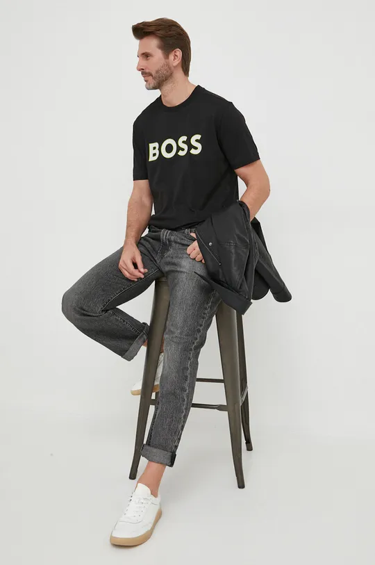 Μπλουζάκι BOSS BOSS GREEN μαύρο