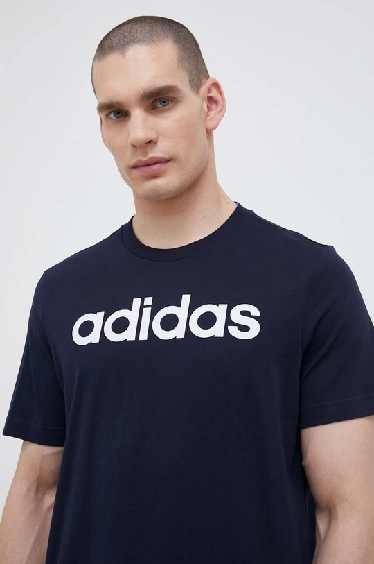 tmavomodrá Bavlnené tričko adidas