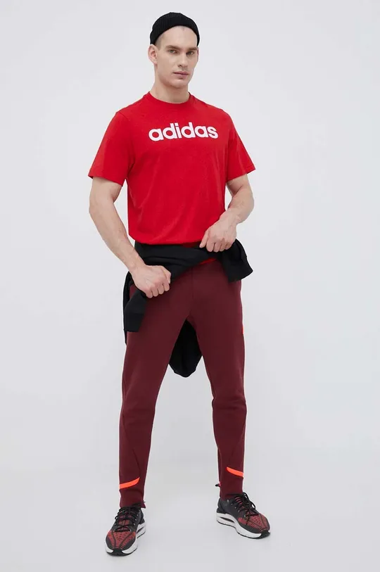 Βαμβακερό μπλουζάκι adidas κόκκινο