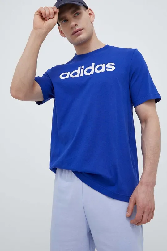 μπλε Βαμβακερό μπλουζάκι adidas Ανδρικά