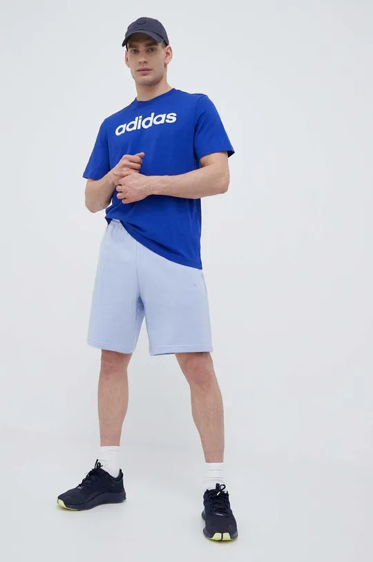 Βαμβακερό μπλουζάκι adidas μπλε