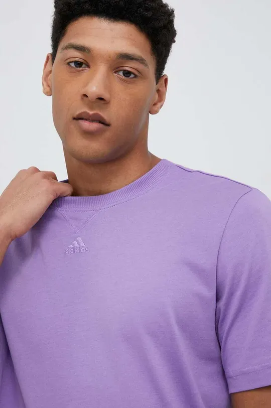 purpurová Bavlněné tričko adidas Pánský