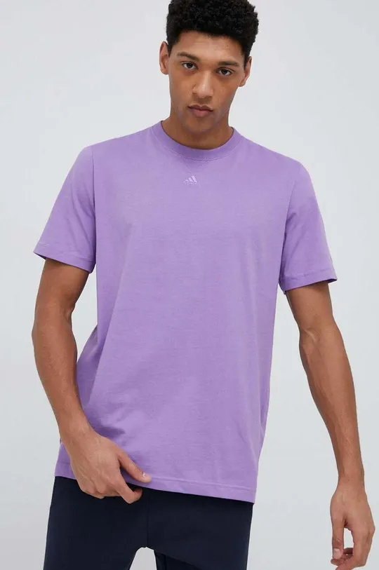 purpurová Bavlněné tričko adidas