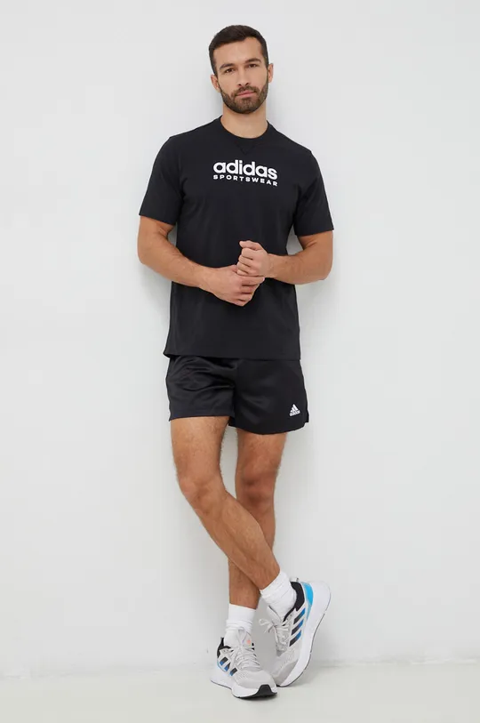 Pamučna majica adidas crna