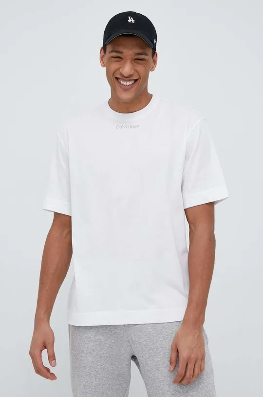 λευκό Μπλουζάκι προπόνησης Calvin Klein Performance CK Athletic Ανδρικά