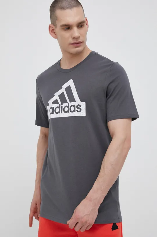сірий Бавовняна футболка adidas Чоловічий