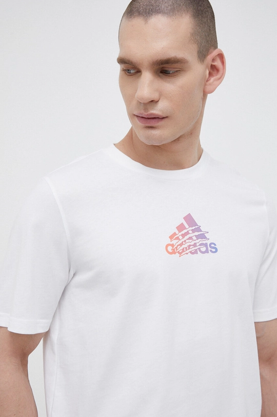 biały adidas t-shirt bawełniany Męski