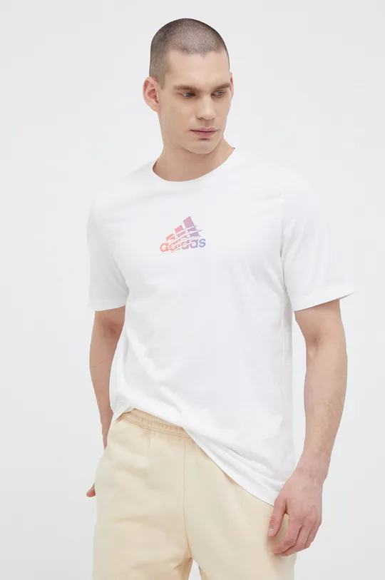 biela Bavlnené tričko adidas