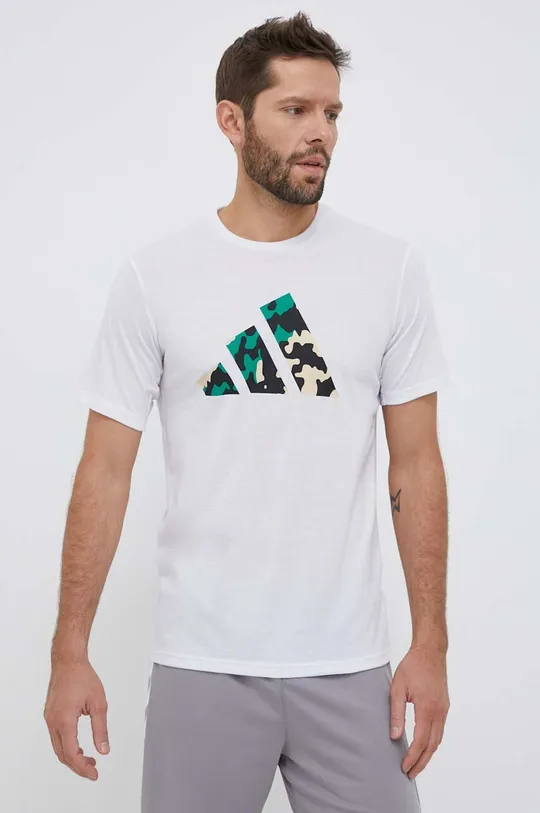 bela Kratka majica za vadbo adidas Performance Train Essentials Seasonal Logo