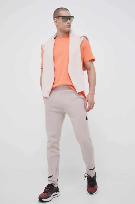 Βαμβακερό μπλουζάκι adidas Performance πορτοκαλί
